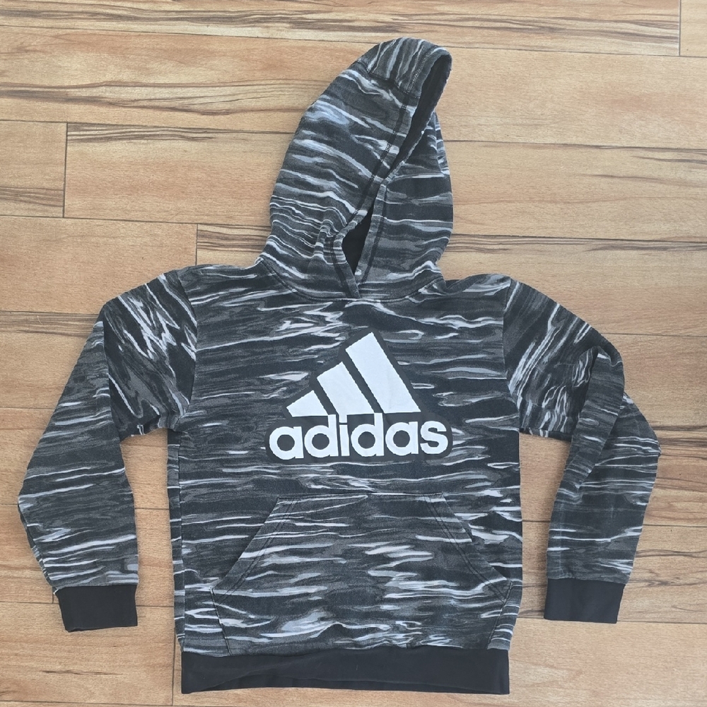 Adidas Kids Black and White Patterned Hoodie